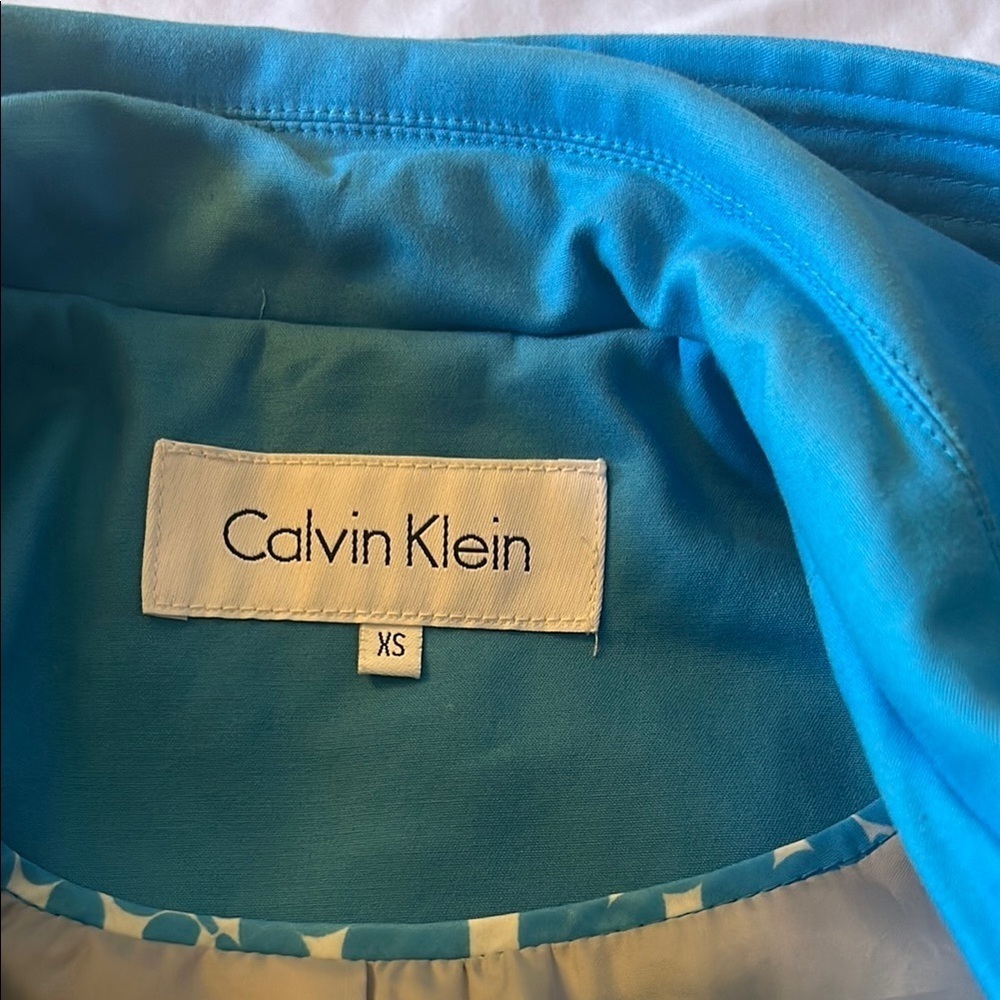 Calvin Klein Blue Trench Coat - Picture 2 of 7